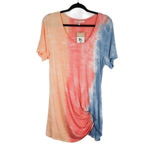 Seven7 Womens Tie-Dye Shirt Size Medium Pink Blue Western‎ Boho Cowgirl Hippie